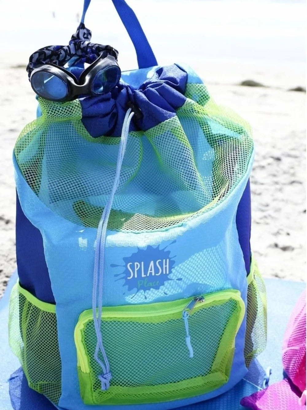 Kids Blue & Green Mesh Swim Backpack